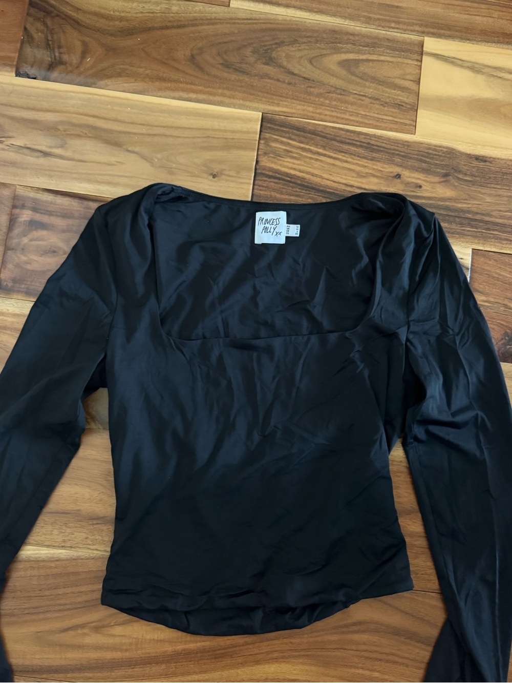 Princess Polly Black Square Neck Long Sleeve Top - Sleek Fit